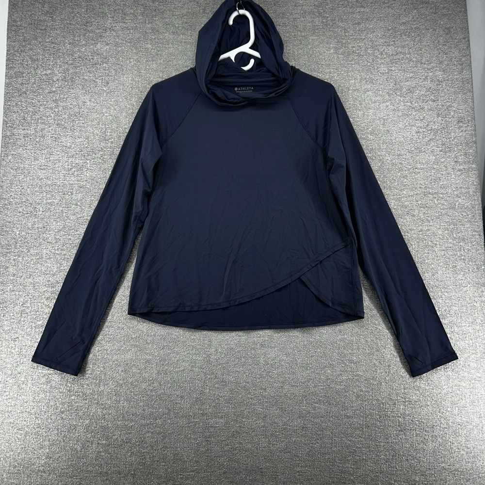 Athleta Criss Cross Hoodie Women Size Medium Blue Lightweight Activewear